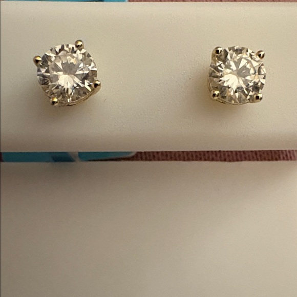 Jewelry - 14k Gold Over Solid Sterling Silver .85 Carat VVSD Moissanite Studs